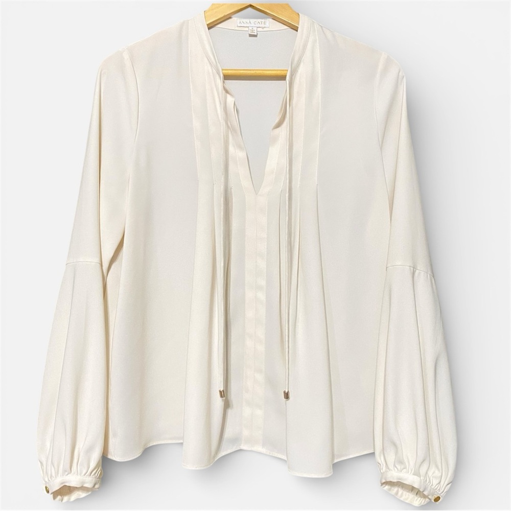 Anna Cate Ivory V-Neck Blouse